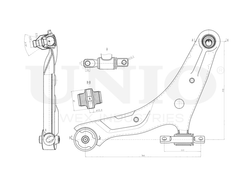 Рычаг подвески продольный передний нижний левый UNIO SSP-40096