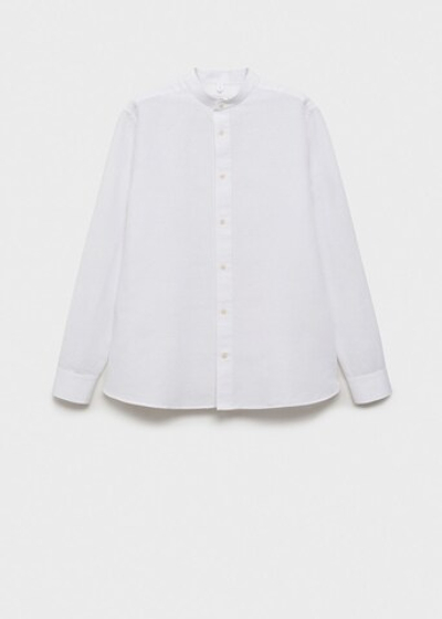 Льняная рубашка с воротником мао