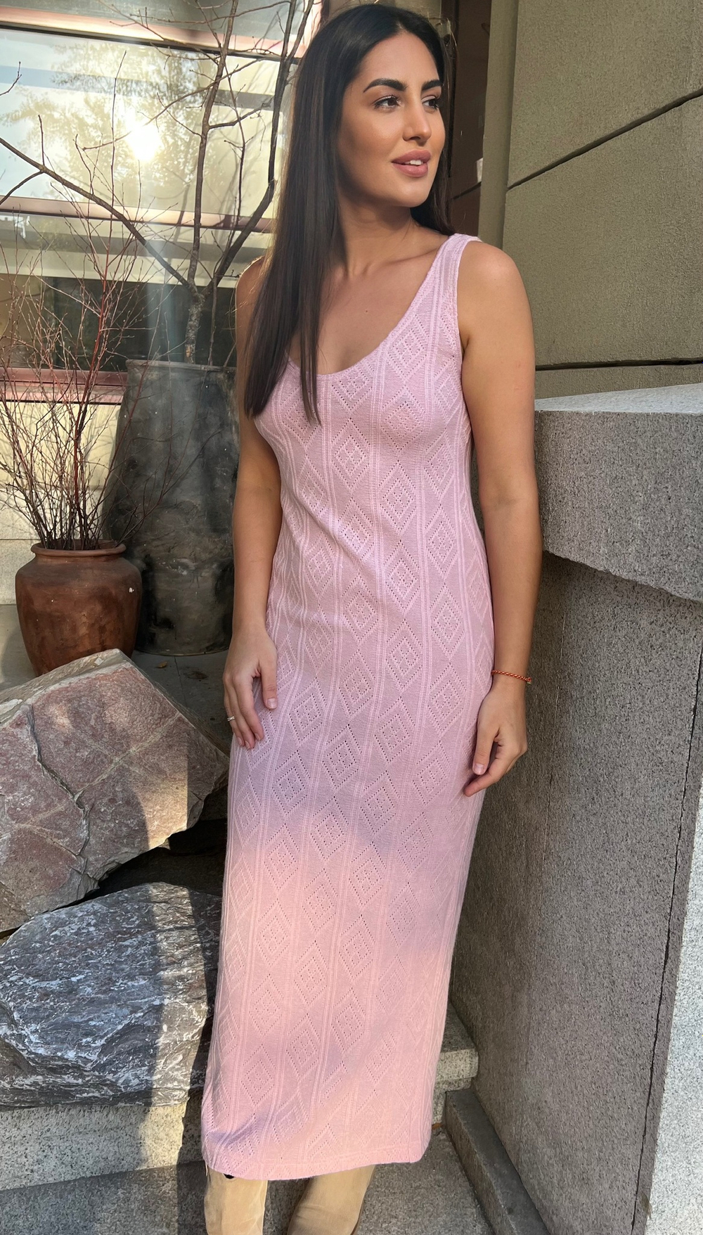 Платье майка трикотажное розовое