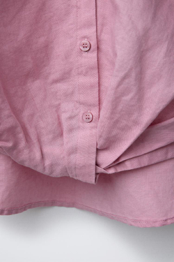 ZARA РУБАШКА ИЗ СМЕСОВОГО ЛЬНА СО СБОРКАМИ, РОЗОВЫЙ