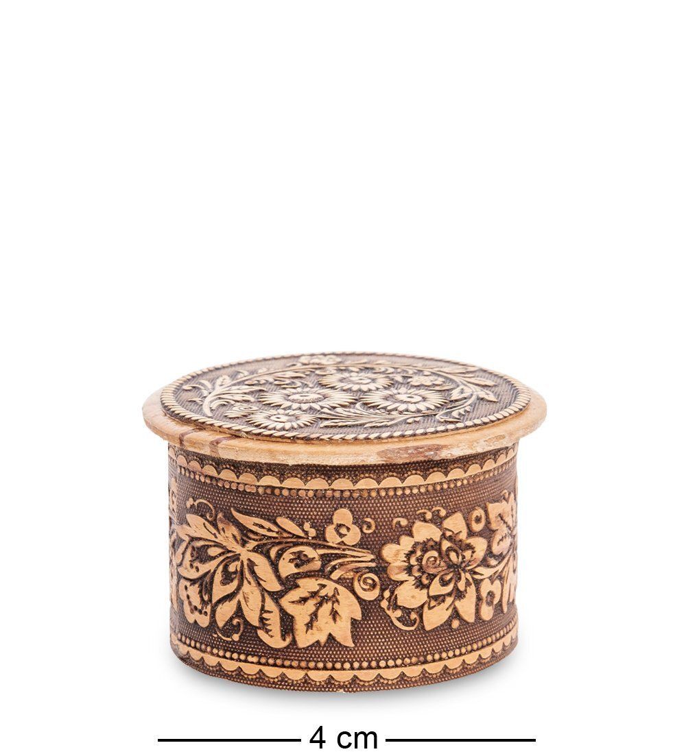 Народные промыслы BST-127/ 2 Шкатулка «Цветы» мал. (береста)