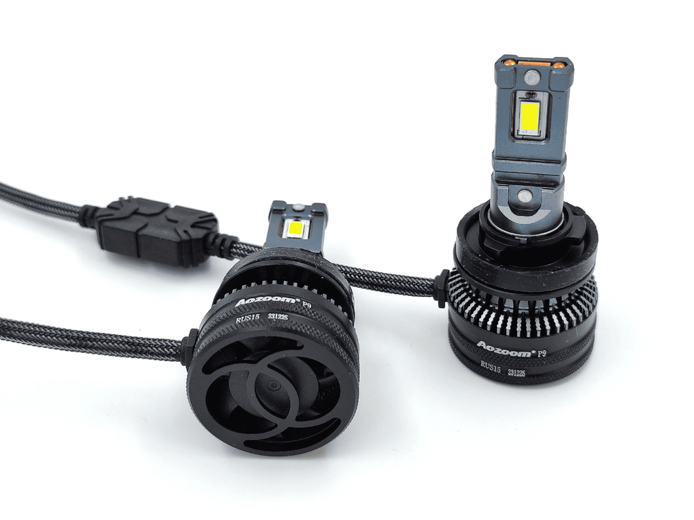 Cветодиодные лампы H8/H9/H11/H16 Aozoom P9 с вентилятором 12V, 52W, 5500K, чип Korea WT52 (комплект, 2шт)