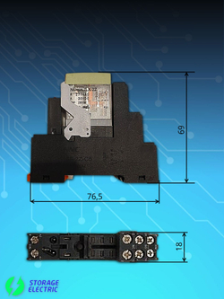 Промежуточное реле 24В DC, 2 контакта 8А (тест и индикация), с колодкой и индикатором