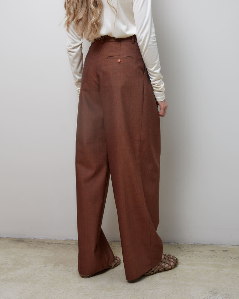 Брюки на запах из шерсти Вивьен Вествуд корица