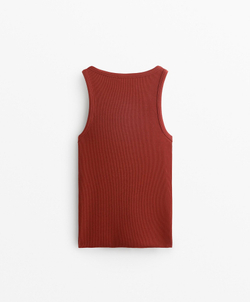 Oysho Топ без рукавов в рубчик, рыжевато-коричневый