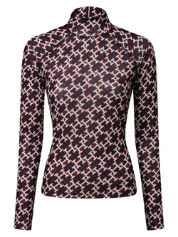 Женская футболка теннисная (dł. Рукава) Tommy Hilfiger Slim AOP Roll Neck Top LS - monogram