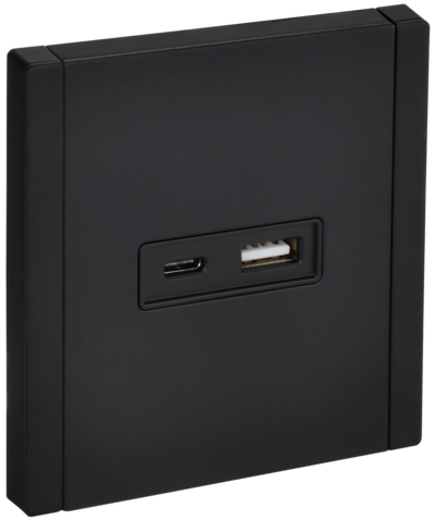 FORTE&PIANO Розетка USB A+C 3,1А FP150M металл черный IEK