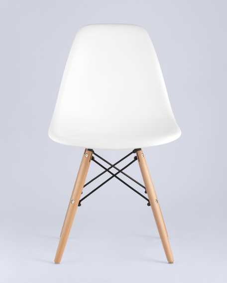 Eames Style DSW белый пластик, стальной каркас, натуральный массив бука