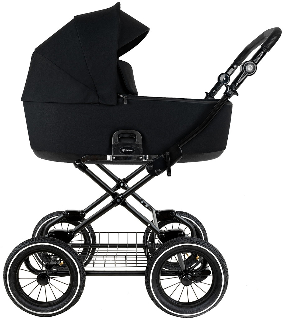 Детская коляска Roan Bass Next Classic d12 2.0 3 в 1 с автокреслом Pituso Baesa Pro Black,Beige Canopy BNC/85/2 Caviar/Black/руч.Cappuccino