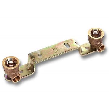 Водорозетка двойная Sanha 15x1/2" ВР на изогнутой планке 150 мм (4976 бронзовые фитинги под пайку)