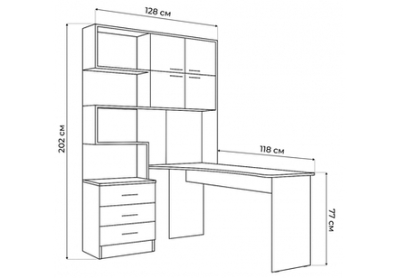 Компьютерный стол Woodville Эльброни правый шиншилла серая