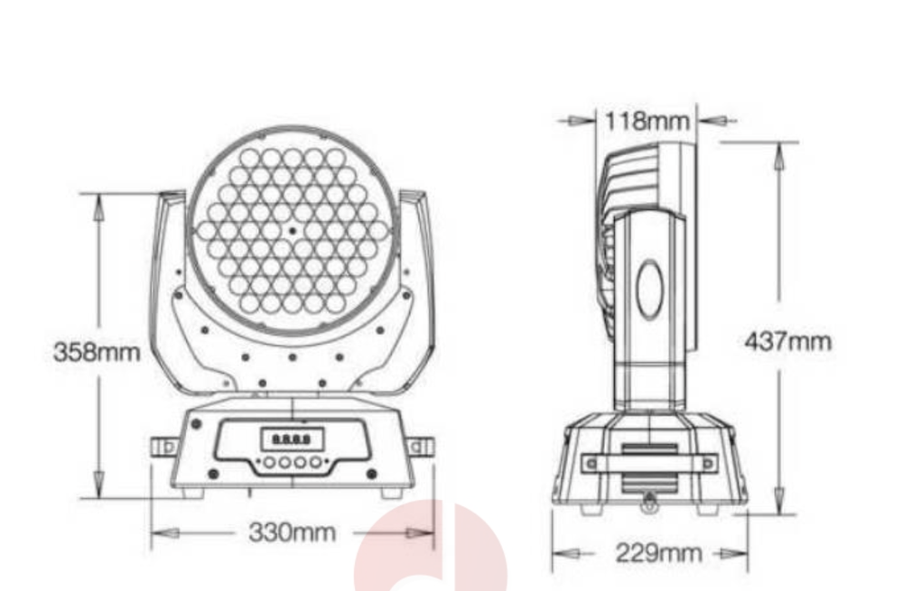 Вращающаяся голова "Вош" Led Wash 36*10Вт RGBW + zoom, Bi Ray