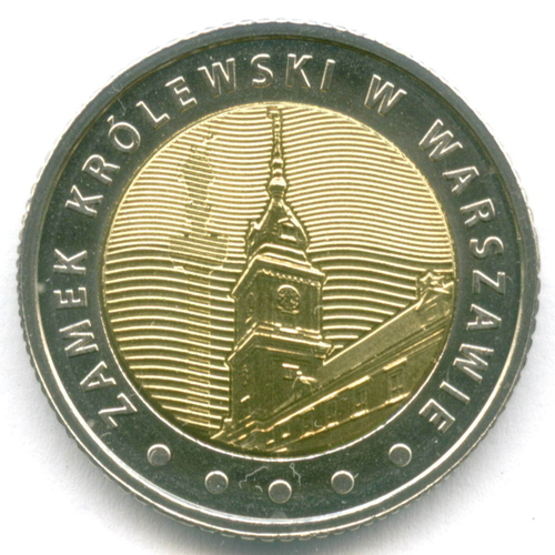 5 злотых 2014 год. Польша. Королевский замок в Варшаве. Биметалл UNC