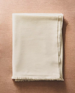 ZARA HOME ПЛЕД С БАХРОМОЙ, ЭКРЮ