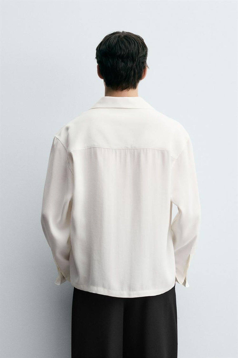 ZARА РУБАШКА BOXY-FIT ИЗ СТРУЯЩЕЙСЯ ТКАНИ, БЕЛЫЙ