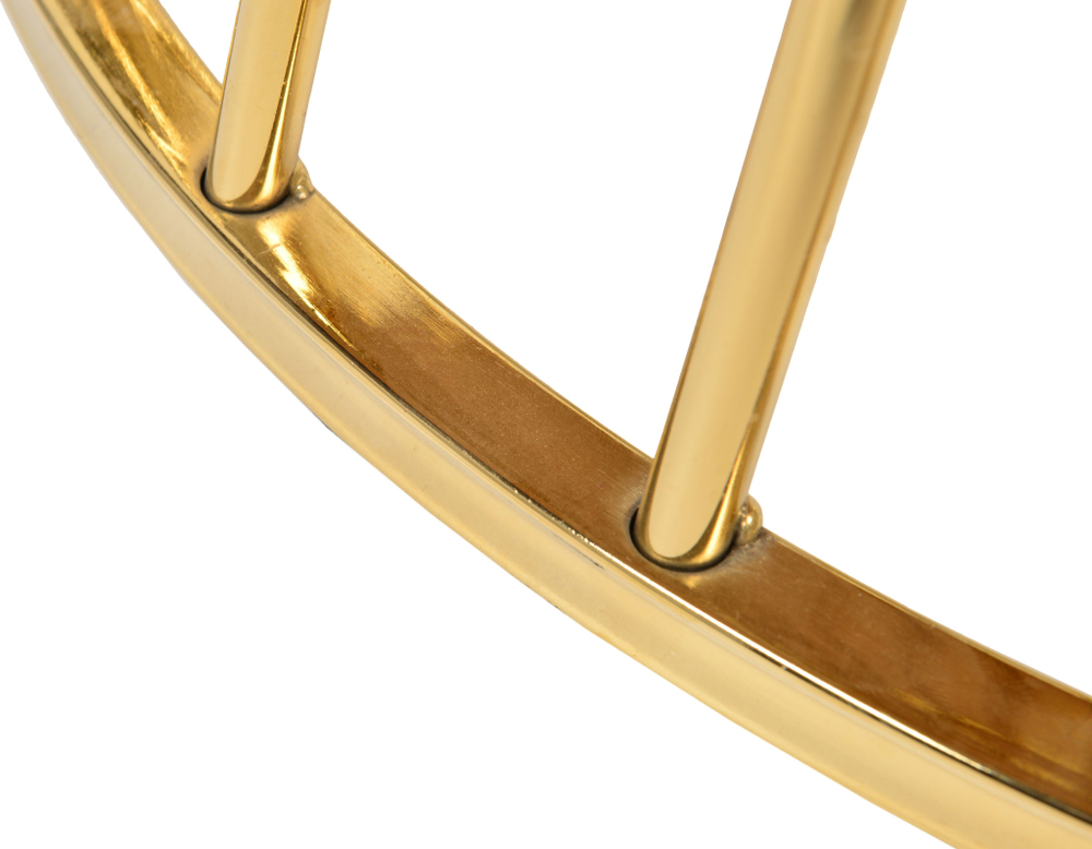 Стол Liverpool диам.100см, керамогранит белый мрамор с золотистыми ножками