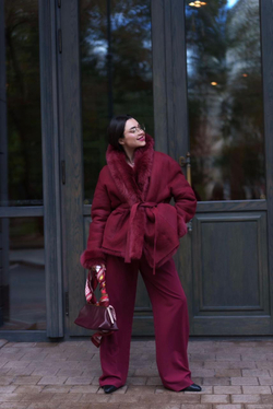 Дубленка двусторонняя бургунди