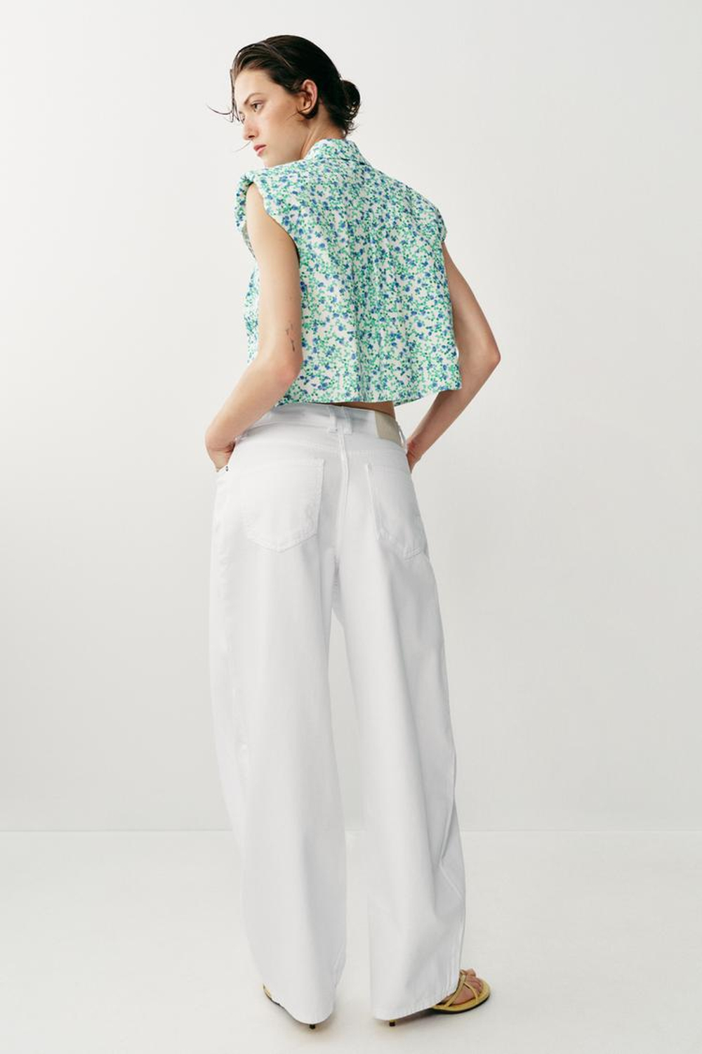 ZARA ДЖИНСЫ Z1975 BARREL WIDE-LEG СО СРЕДНЕЙ ПОСАДКОЙ, БЕЛЫЙ