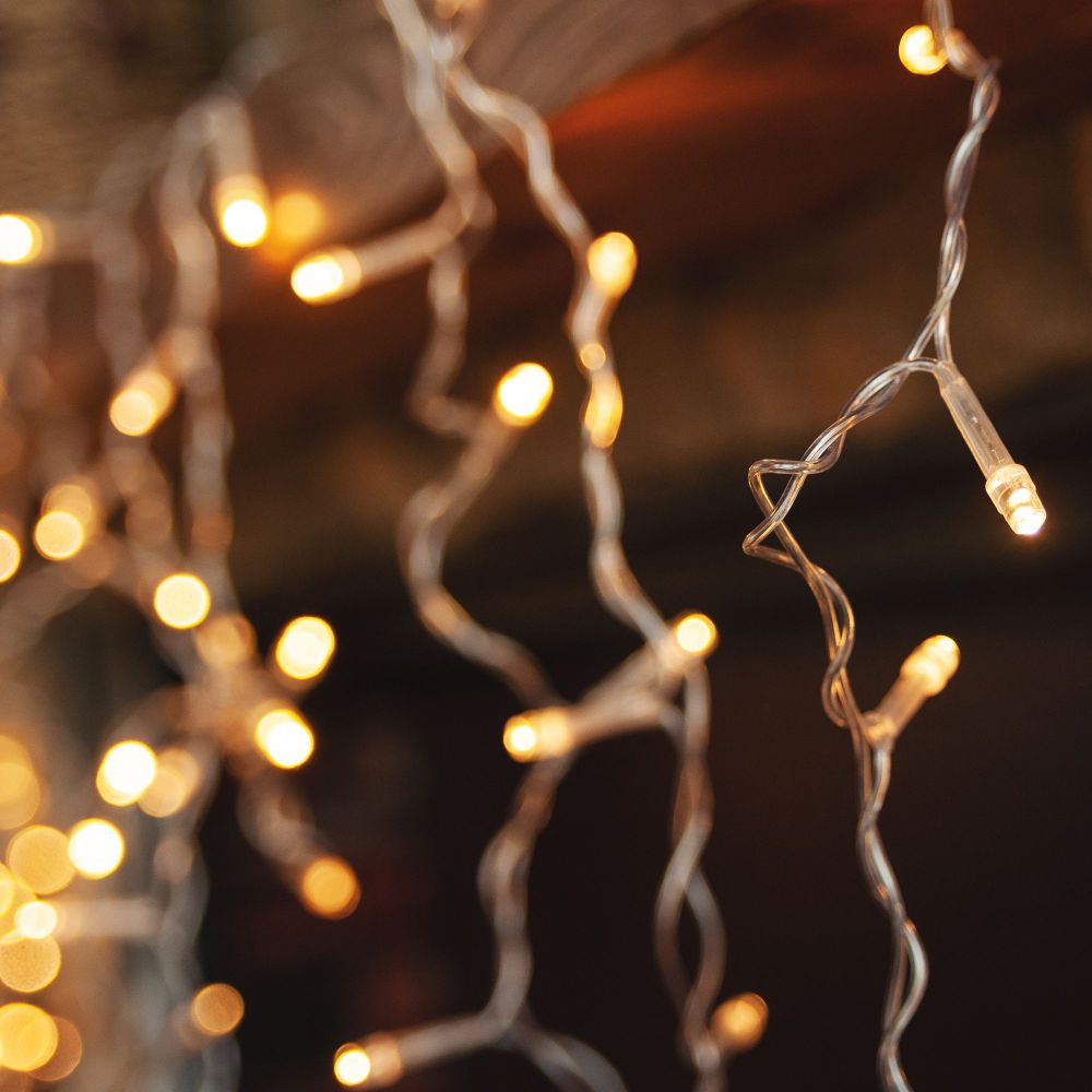 ULD-B3010-200-DTA WARM WHITE IP20 Бахрома светодиодная с контроллером. 3 м. 200 светодиодов. Теплый белый свет. Провод прозрачный. TM Uniel.