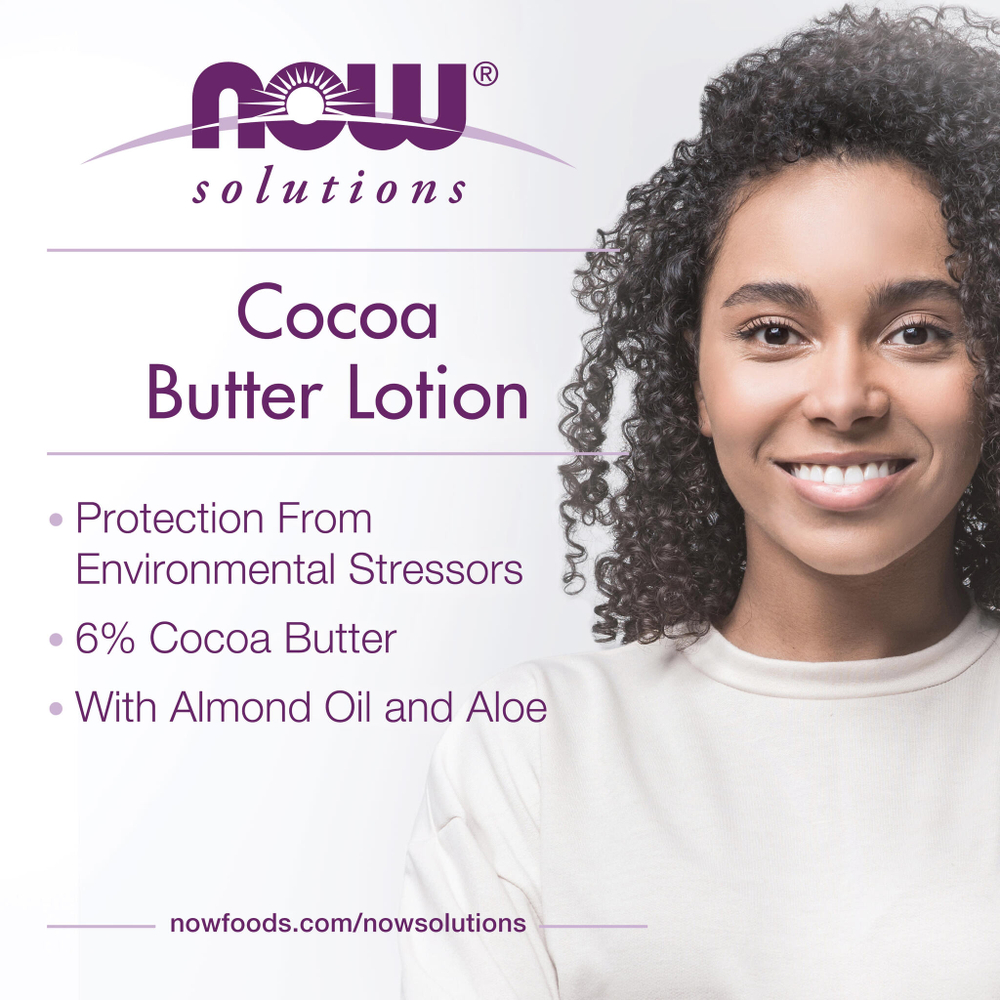 NOW Foods, Solutions, какао-масло лосьон, 8 жидких унций (237 мл)