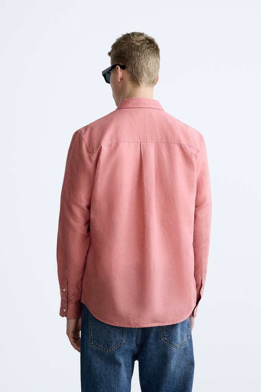 ZARA РУБАШКА ИЗ СМЕСОВОГО ЛЬНА, ПУДРОВО-РОЗОВЫЙ