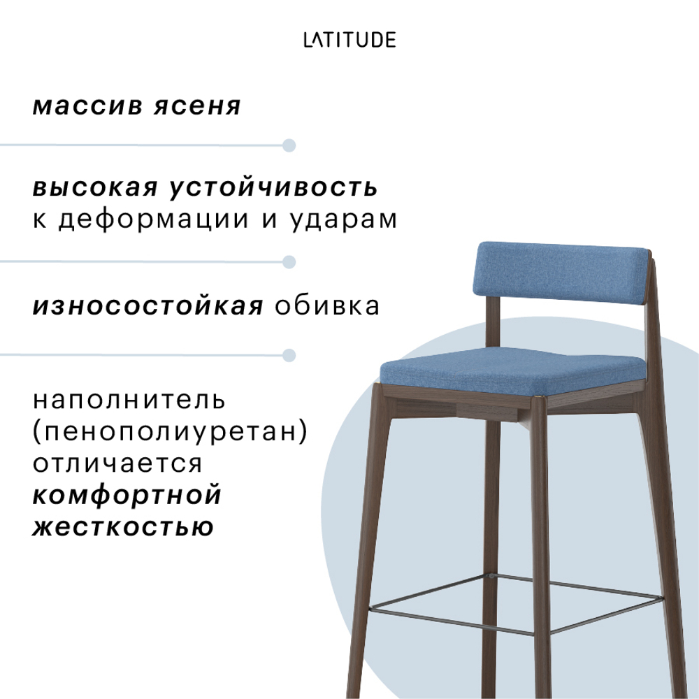 Стул барный aska, рогожка, орех/темно-синий