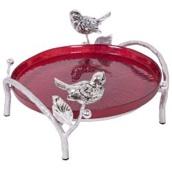 Фруктовница-конфетница Терра (поднос) Античное серебро Бордовый