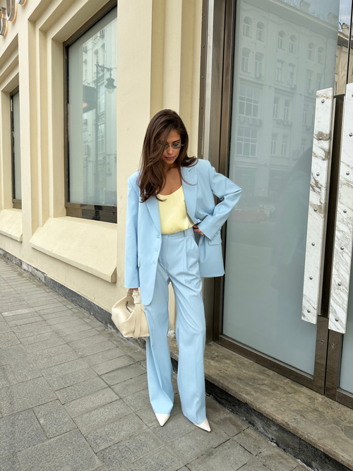 Жакет однобортный голубой