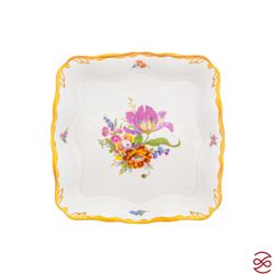 Салатник квадратный на ножке Queen's Crown Мейсенский букет 21см