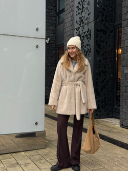 Шуба Lux миди бежевый