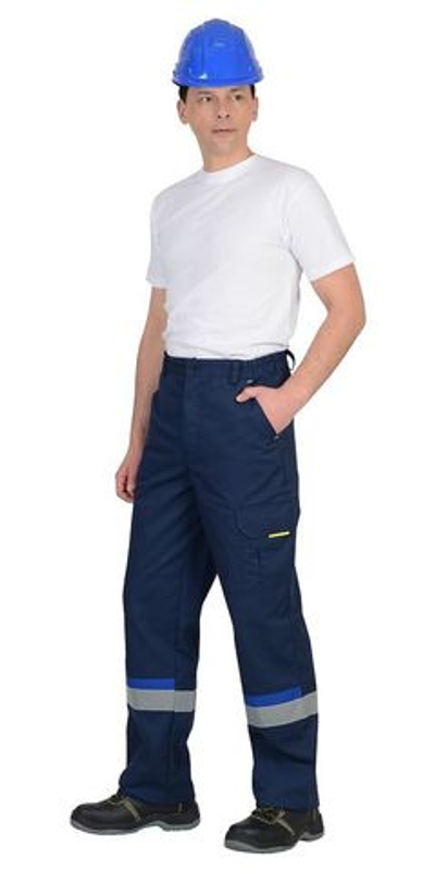 Брюки Темно-синий с васильковым и черной отделкой с СОП.