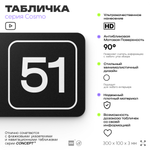 Табличка с номером помещения "Помещение №51", номер на дверь, 30 х 10 см, серия COSMO, черная, Айдентика Технолоджи