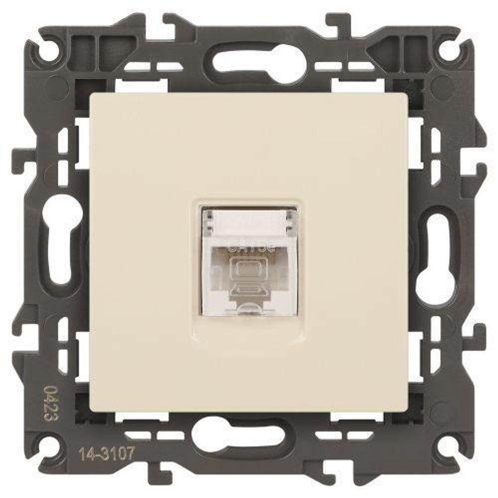 Розетка компьютерная 1-м Elegance 14-3107-02 RJ45 IP20 механизм сл. кость Эра Б0034303