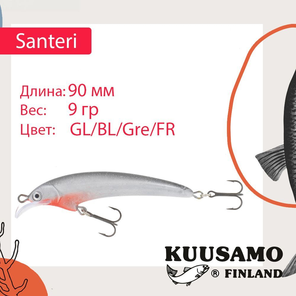 Воблер Kuusamo Santeri 90mm 9г цв. Pink/Li/FYe/GR/S
