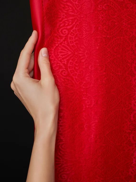 03-251 ОПТ Кружево эластичное 23 см, красный 100