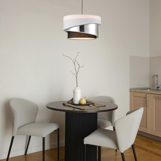 8040/3 MODERNI LN25 136 никель/белый/серебро/черный, металл/текстиль Подвесной светильник Е27 3*60W 220V INDIRA