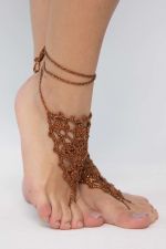 Барефуты Вязанные украшения на ноги (терракот) БФ03 LT Collection