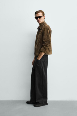 ZARA БРЮКИ RELAXED FIT, ЧЕРНЫЙ