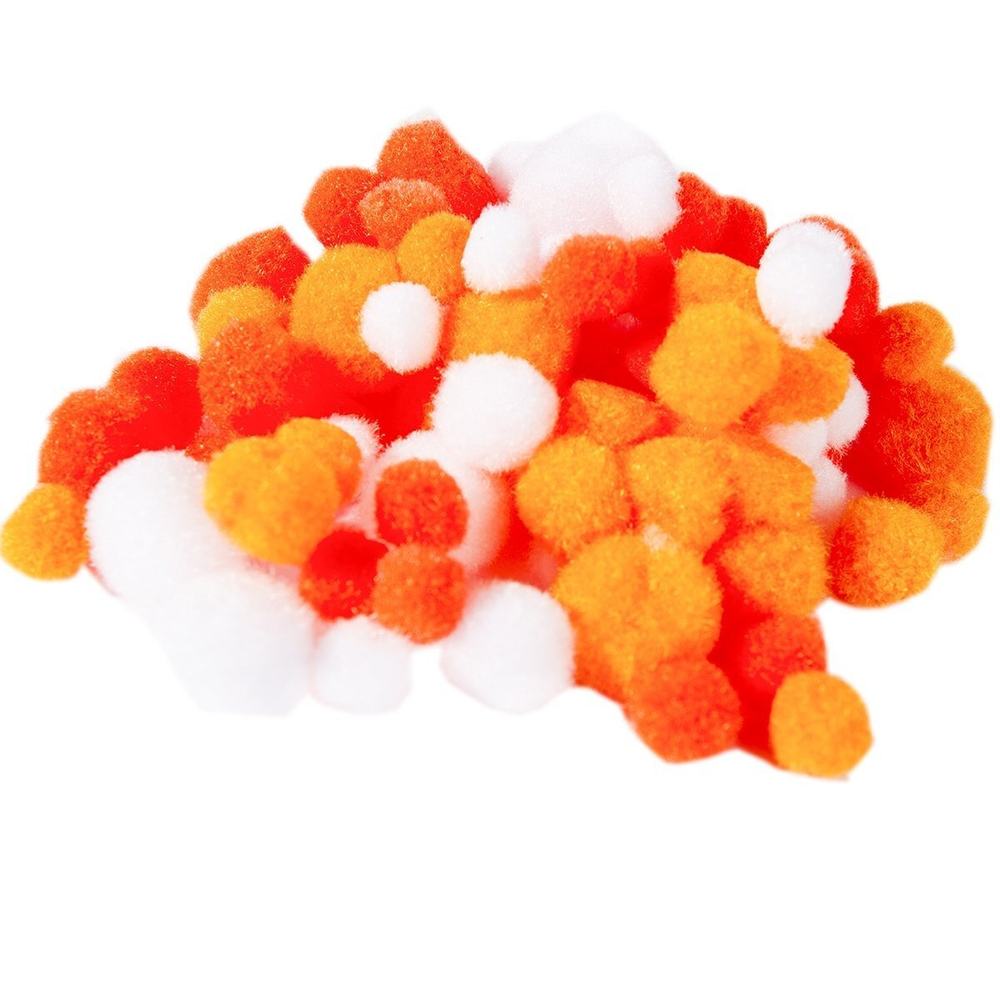 Набор для творчества Alingar, Проволока пушистая-30 см 80 шт, Помпоны-90 шт, Глазки-90 шт, "Белый, оранжевый, морковный", пакет с европодвесом