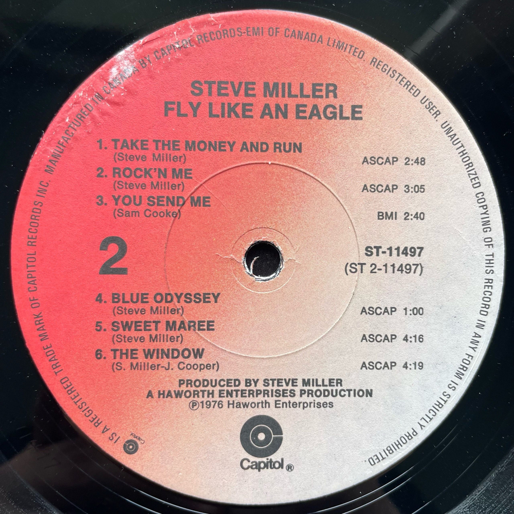 Винтажная виниловая пластинка LP Steve Miller Band Fly Like An Eagle (Канада 1976)