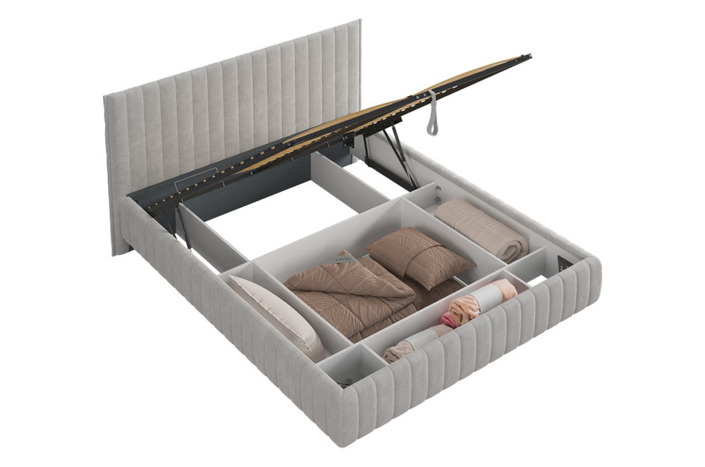 Кровать с подъемным механизмом Твикс 160х200 см (галька (велюр)), (графит (велюр)), (крем (велюр)), (латте (велюр))