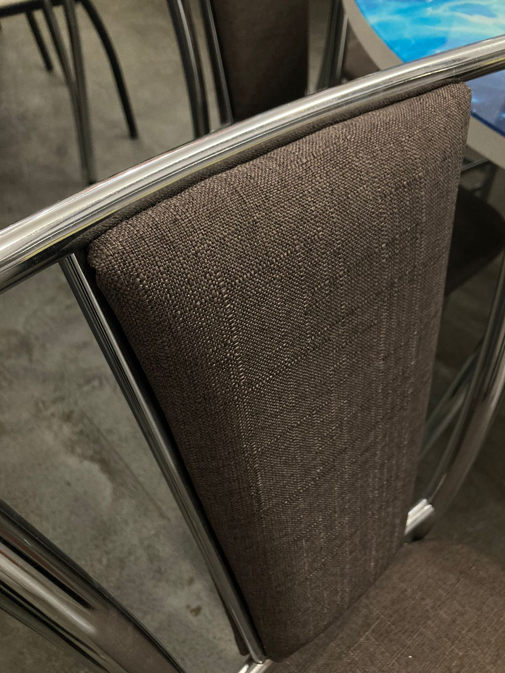 Стул Марсель каркас хром основание рогожка бурая