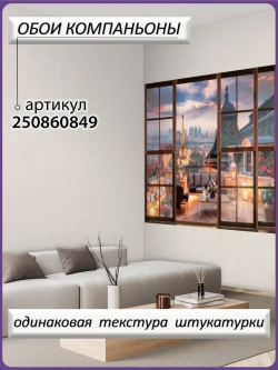3D Фотообои окно на ночной Париж
