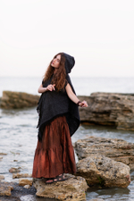 Пончо женское шерстяное (графит)