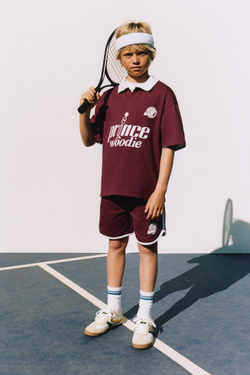 ZARA ШОРТЫ ИЗ МЯГКОЙ ТКАНИ С ПРИНТОМ PRINCE ®, ЦВЕТ БУРГУНДСКОГО ВИНА