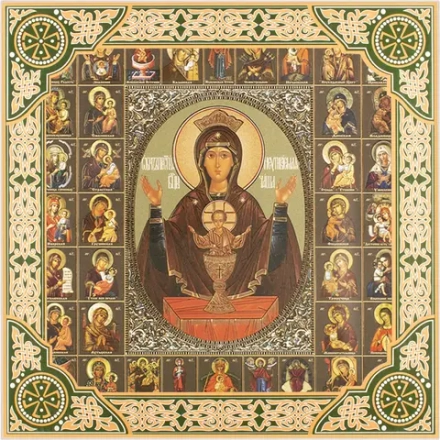 Икона БМ "Неупиваемая чаша", рама 28х28, в коробке