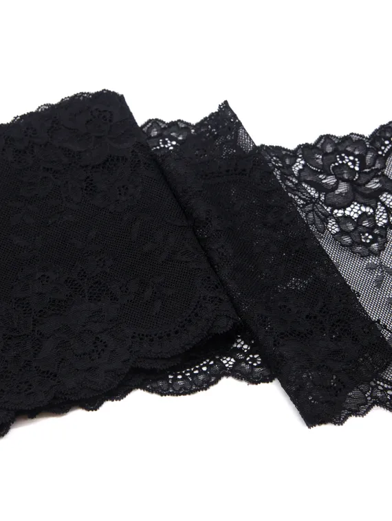 0398 ОПТ Кружево эластичное 17 см, классика, Италия, черный