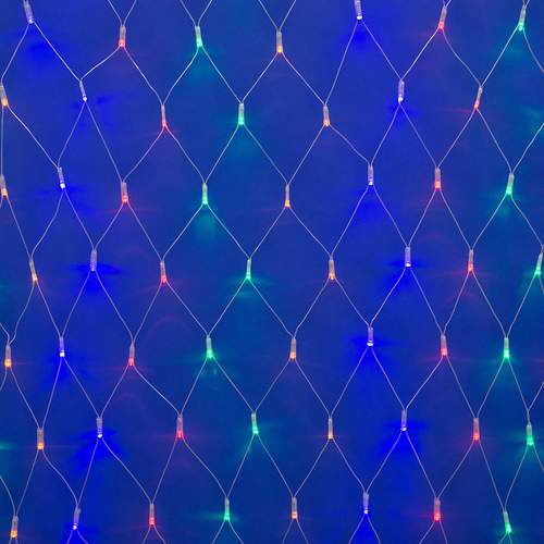 ULD-N1515-96/TTK MULTI IP44 Сетка светодиодная с эффектом мерцания, 1,5х1,5м. Соединяемая. 96 светодиодов. Разноцветный свет. Провод прозрачный. TM Un
