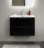 Тумба с раковиной подвесная BelBagno MARINO-CER-MINI-700-2C-SO-NL-P Nero Lucido, раковина белая BB-8099-3-70