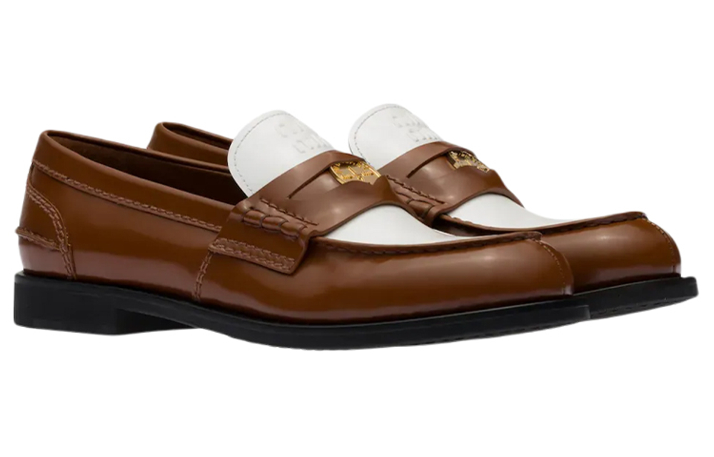 MIU MIU Penny Leather Women"s Casual Shoes Women"s White Brown